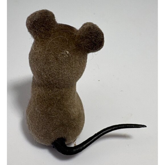 Flocked Mouse Figurine Brown Miniature Collectible 1.5" Realistic Eyes Cute Vtg - Picture 3 of 6